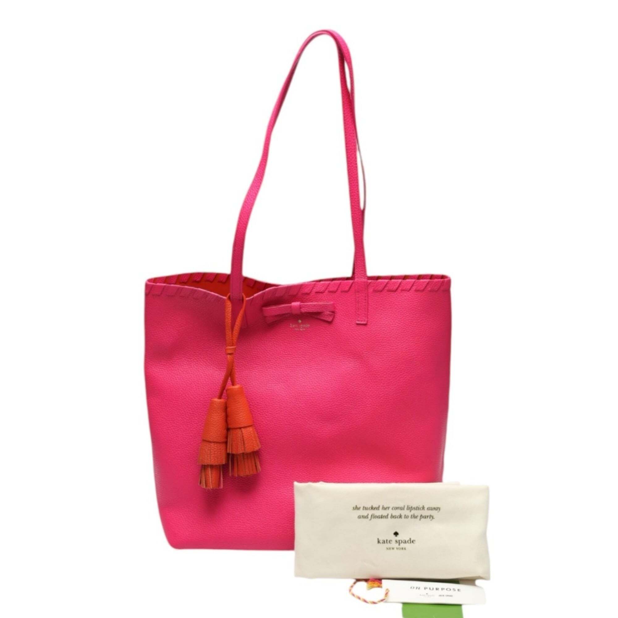 Kate Spade Tote Bag In Pink Leather With Tassel Detail.
